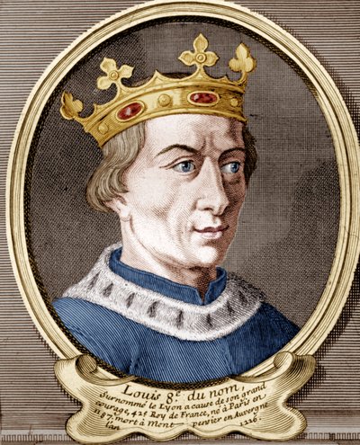 Luís VIII, rei da França (gravura colorida) de French School