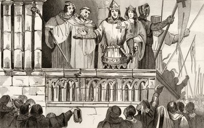 Luís VII (1120-80), o jovem, apóia a Segunda Cruzada em 1144, de &39;Histoire de France&39; de Colart, publicado em 1840 de French School