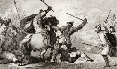 Luís VI (1081-1137), o Grande, luta contra os ingleses na batalha de Brenneville, de &39;Histoire de France&39; de Colart, publicado em 1840 de French School