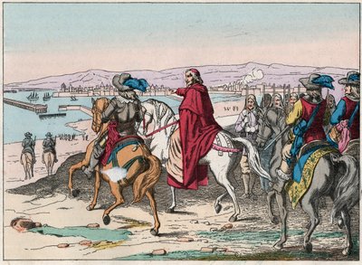 Luís XIII (1601-1643) e o Cardeal Richelieu na sede de La Rochelle, lugar d