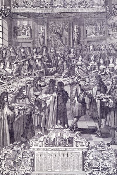 Luís XIV, amor e encanto do seu povo, gravura de Almanacco de French School