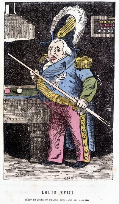 Luís XVIII jogando bilhar - no "Histoire de France Tintamarresque" de Touchatout de French School