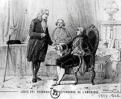 Luís XVI (1754-1793) Reconhecendo a Independência Americana em 1783 de French School