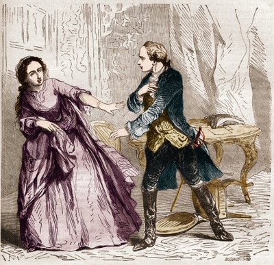 Luís XV Rei da França (1710 -1774) com a Condessa (Madame) de Ventimiglia (1712-1741), sua amante. Em "The history of prostitution and debauche among all the peoples of the world from antiquity to the present day" (A história da prostituição e do deboche e de French School