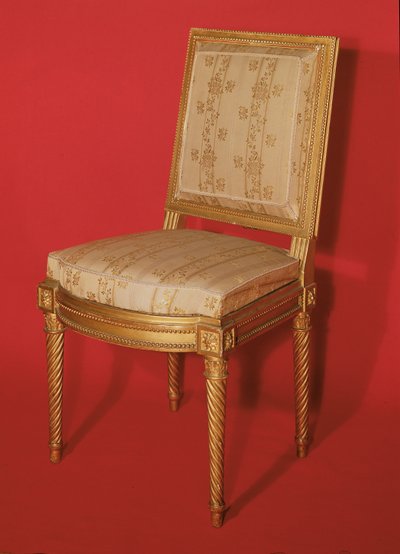 Cadeira estilo Luís XV (madeira dourada e seda) de French School