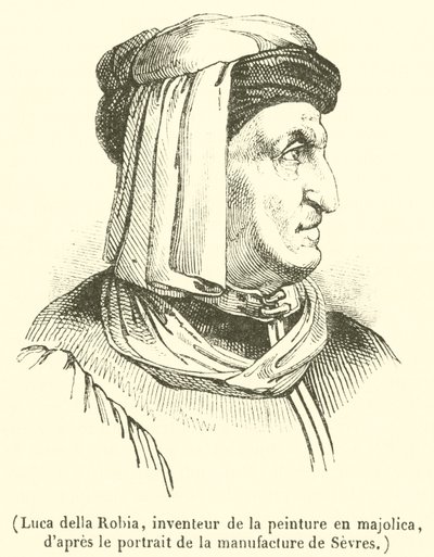 Luca della Robia, inventor da pintura majolica (gravura) de French School