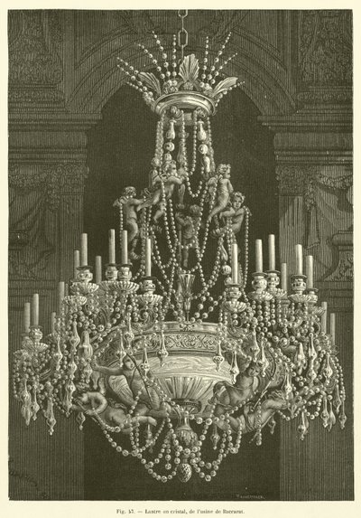 Candelabro de cristal da fábrica Baccarat (gravura) de French School