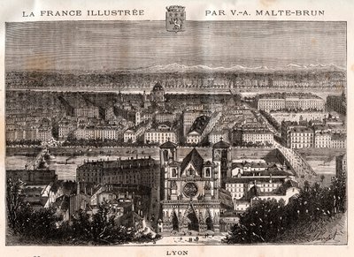 Lyon - gravura em "La France illustree: geographie, histoire, administration statistique" de V.A. Malt-Brown. 1884 de French School