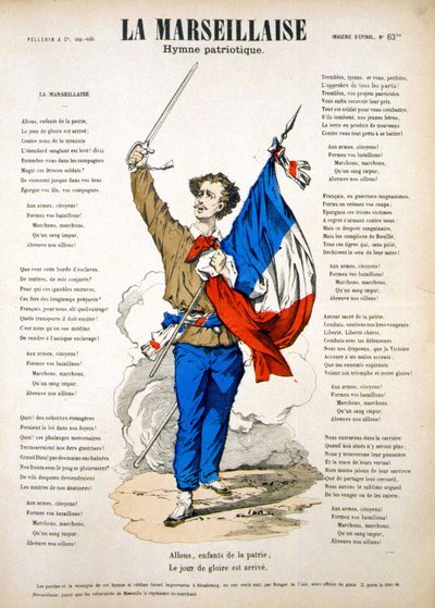 Letra para "La Marseillaise". Imagem de Epinal de French School