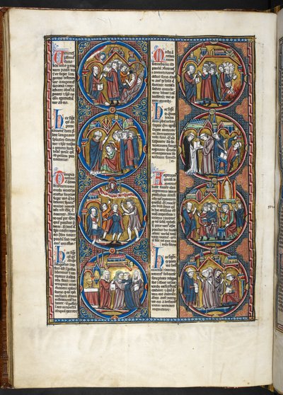 EM. Harley 1527, f.80v, miniaturas do moralisée bíblico (vellum) de French School