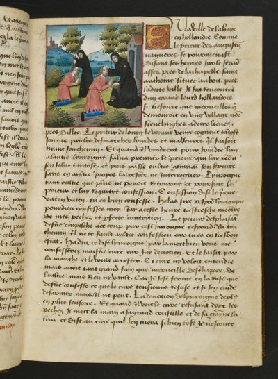 MS Hunter 252 016r Página da Hundred News News, c.1461-62 de French School