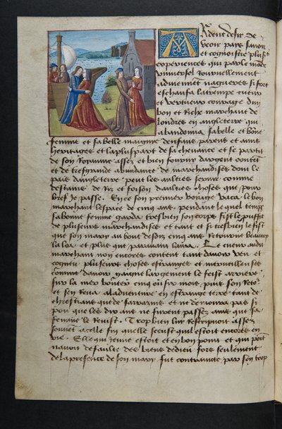 MS Hunter 252 040v Página da Hundred News News, c.1461-62 de French School