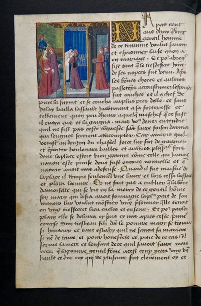 MS Hunter 252 068v Página da Hundred News News, c.1461-62 de French School