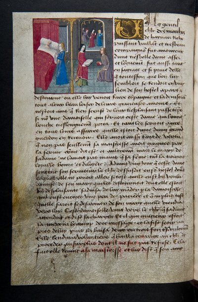 MS Hunter 252 095v Página da Hundred News News, c.1461-62 de French School