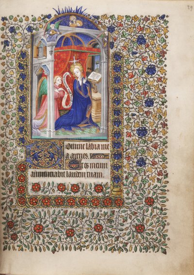 MS Widener 6 f.29r, Anunciação, de um Livro de Horas, uso de Paris de French School