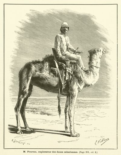 M Foureau, explorador das dunas do Saara (gravura) de French School