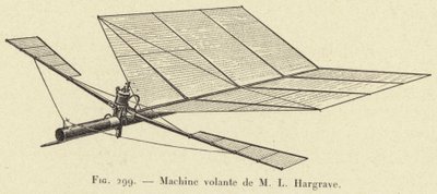 Máquina volante de M L Hargrave (gravura) de French School