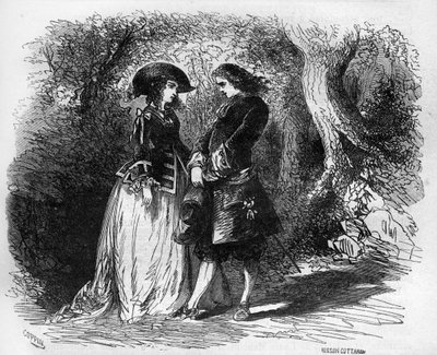 Mademoiselle de Pons conheceu a sua jovem amante Malicorne por volta de 1653. Gravação em "A história da prostituição e do deboche entre todos os povos do mundo desde a antiguidade até os dias de hoje" pelo Dr. Th. -F. Debray. 1879. de French School