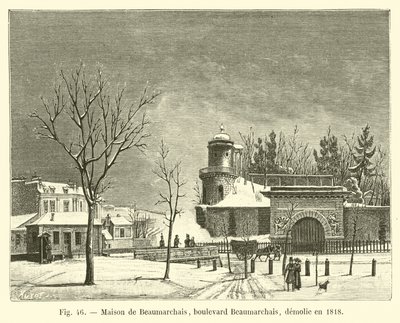 Beaumarchais House, boulevard Beaumarchais, demolido em 1818 de French School