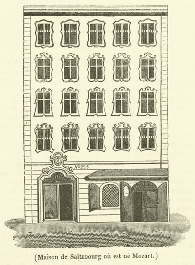 Casa em Saltzburg onde Mozart nasceu (gravura) de French School