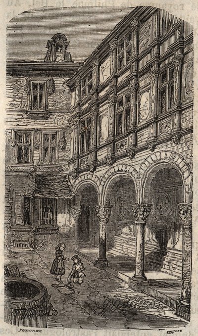 Casa de Agnes Sorel ou Hotel Euverte-Hatte (1524) em Orleans - gravura em "Histoire de France" de Victor Duruy (1811-1894) - 1882 de French School