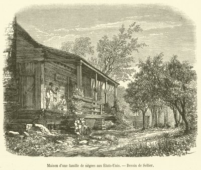 Casa de uma família negra nos EUA (gravura) de French School