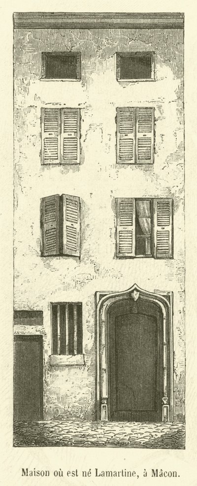 Casa onde nasceu Lamartine, em Macon (gravura) de French School