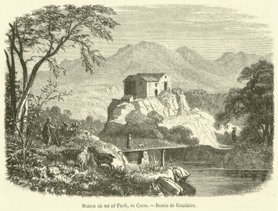 Casa onde nasceu Paoli, na Córsega (gravura) de French School