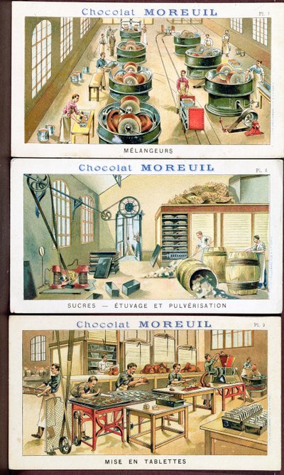 Fazendo chocolate, publicidade de imagem o chocolate Moreuil, c.1900 (também veja 289139) de French School