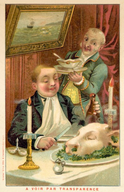 Homem a jantar (chromolitho) de French School