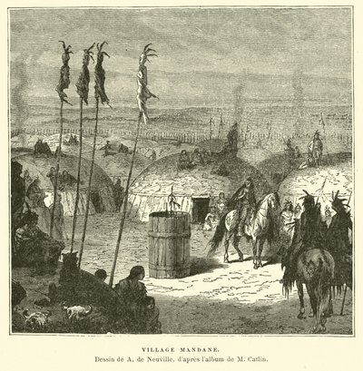 Mandan village, América do Norte de French School