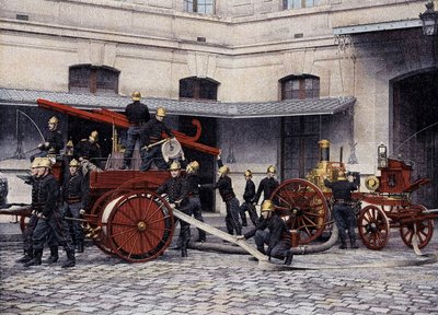 Manobras dos bombeiros de Paris - em "Album militaire" - Bombeiros de French School
