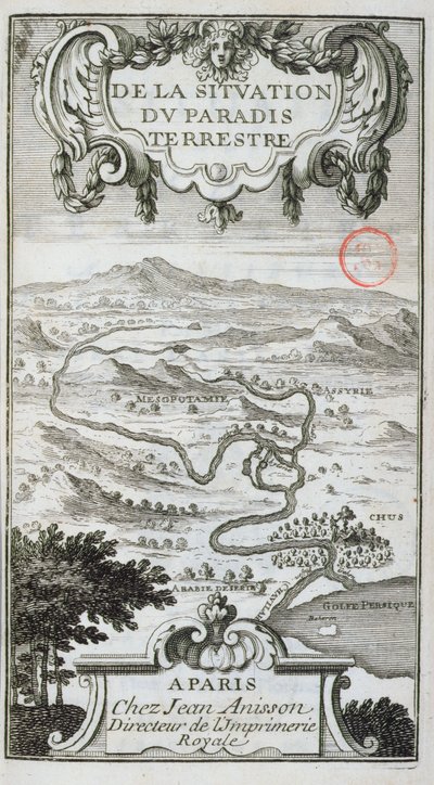 Mapa da Situação do Paraíso Terrestre, 1691 de French School