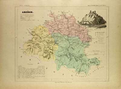 Mapa de Ariège, França de French School