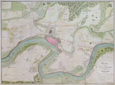 Mapa de Dusseldorf e arredores (caneta e tinta sobre papel) de French School
