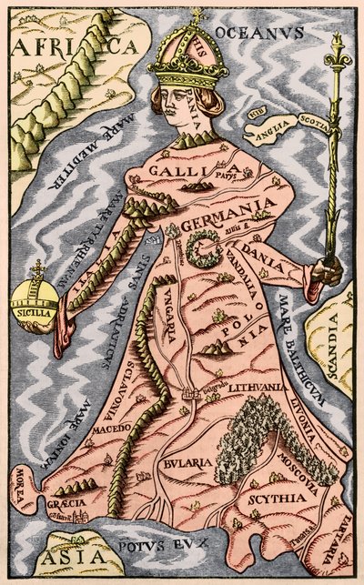 Mapa da Europa, ilustração da loja de Pittoresque, 1849 de French School