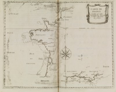 Mapa de França, c.1693 (gravura) de French School