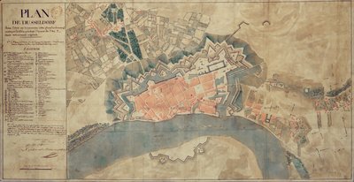Mapa dos danos causados pelo Reno, Dusseldorf, 1799 de French School