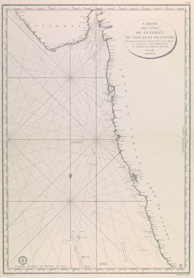 Mapa da costa de Gujarat de French School