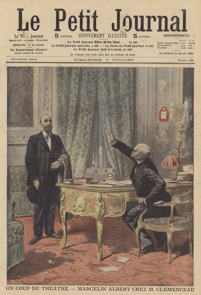 Marcelin Albert encontro com o primeiro-ministro francês Georges Clemenceau (cor litho) de French School