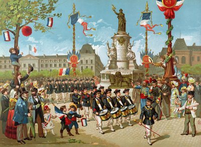 Batalha de março de escola em 14 de julho de 1883 na Place de la Republique de French School