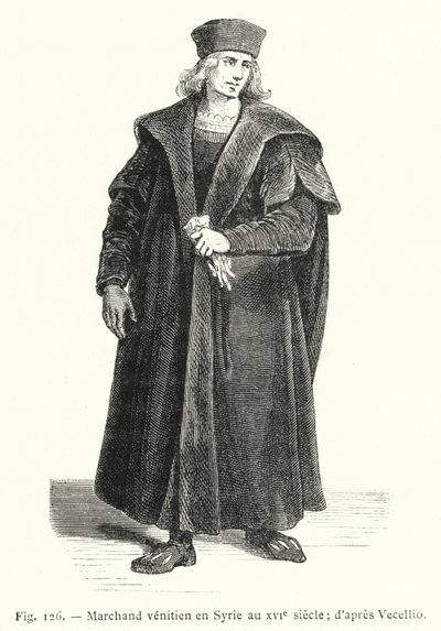 Comerciante veneziano na Síria no século XVI; depois de Vecellio (gravura) de French School