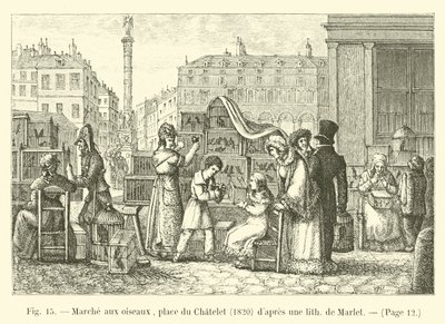 Passarela, Place du Chatelet, 1820, dapres uma lenda de Marlet de French School
