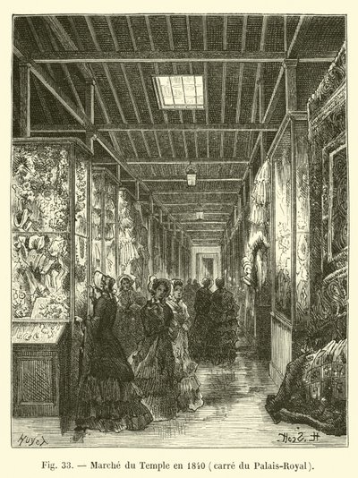 Marcha do Templo em 1840, praça do Palais-Royal de French School