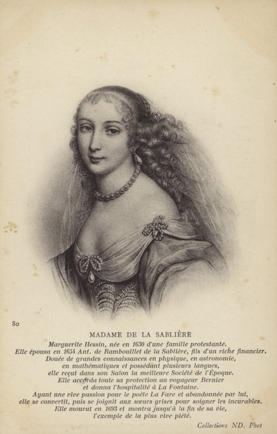 Marguerite de la Sabliere (c1640-1693), salonista francesa (litografia) de French School