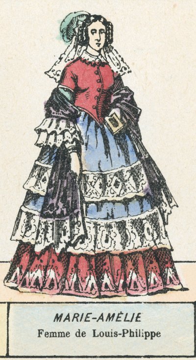 Marie-Amelie, Mulher de Louis-Philippe (gravura a cores) de French School