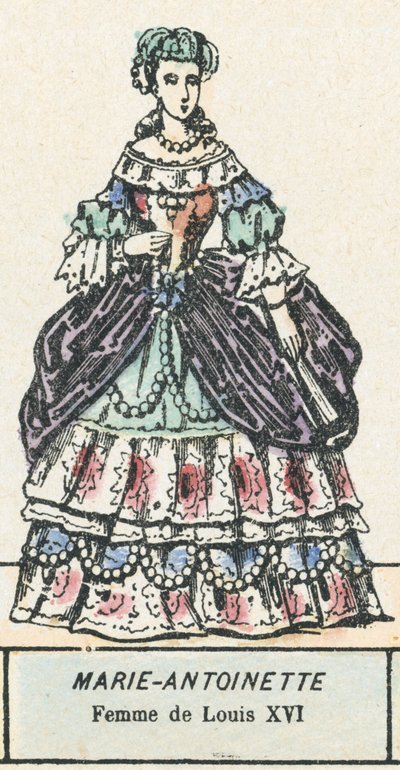 Marie-Antoinette, Esposa de Luís XVI (gravura a cores) de French School