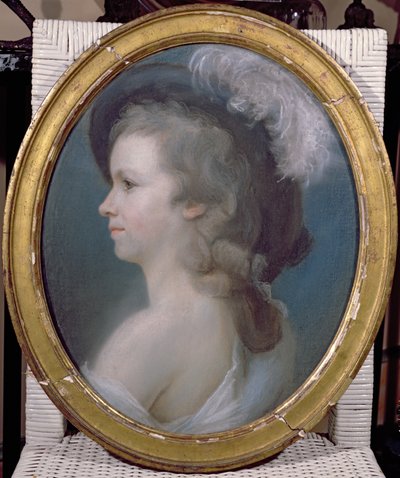 Marie Anne Paulze (1758-1836) como uma jovem garota de French School