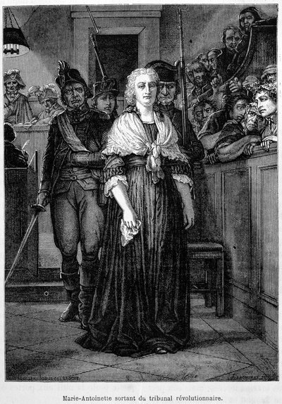 Maria Antonieta deixando o tribunal revolucionário - gravura - em “” L&39;Histoire de France ”” de Henri Martin de French School