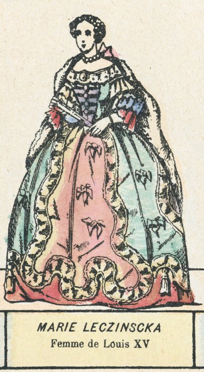 Marie Leczinscka, Mulher de Luís XV (gravura a cores) de French School